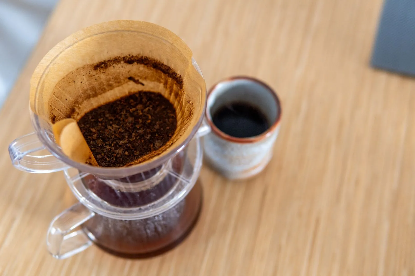 V60 preparándose visto desde arriba